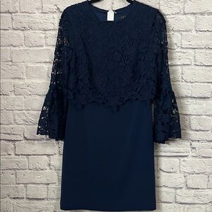 Elegant Navy Lace Dress